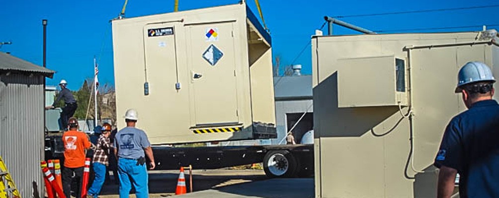 Duplex Storage Building with air conditioner and sump containment