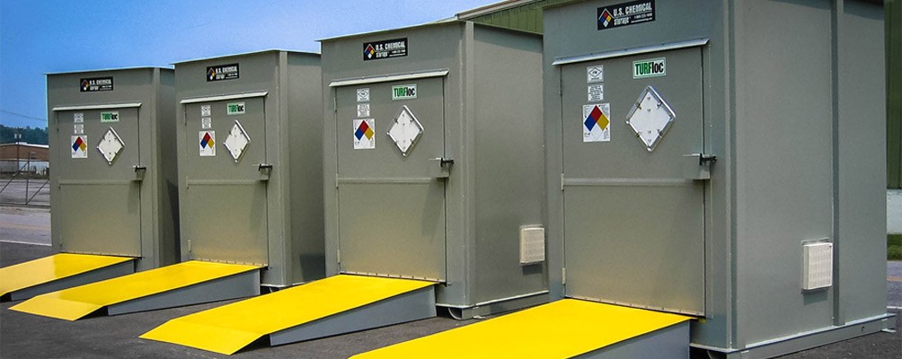 Non Fire Rated Storage Buildings for turf and lawn products with 36" swing door, natural ventilation and ramps