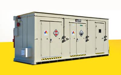 Chemical storage container for lithium batteries