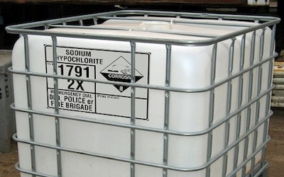 Storage for sodium hypochlorite bleach storage