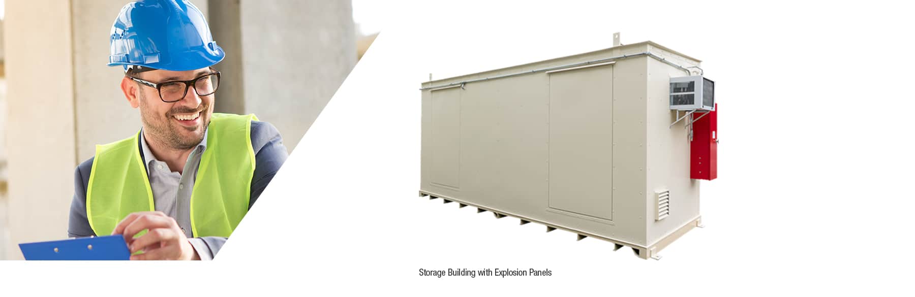 chemical storage unit with explosion panels