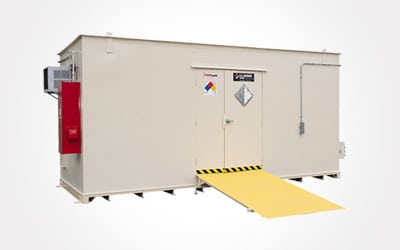 chemical storage unit with ramp