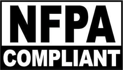 Boldface black letters displaying the phrase NFPA compliant