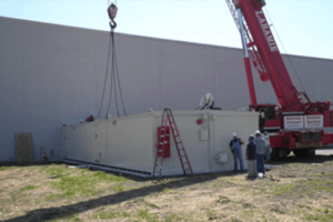 a chemical storage building installation onsite