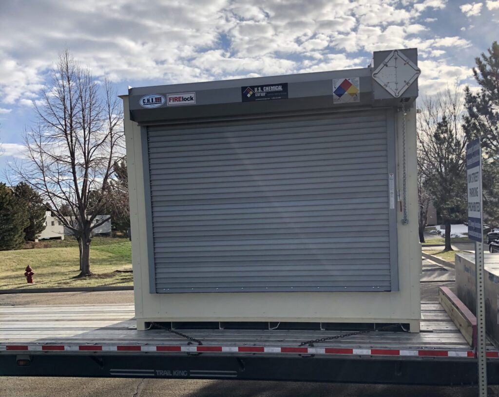 A code compliant tote storage building for ethanol created and built by US Chemical Storage shipping to an extraction company