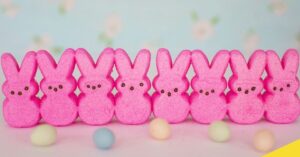 Easter Marshmallow Peeps covered in hot pink sugar