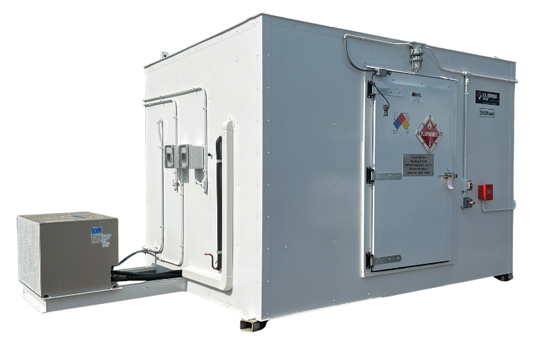 White US Chemical Storage 4733 Freezer Building exterior. Large Freezer door and handling unit