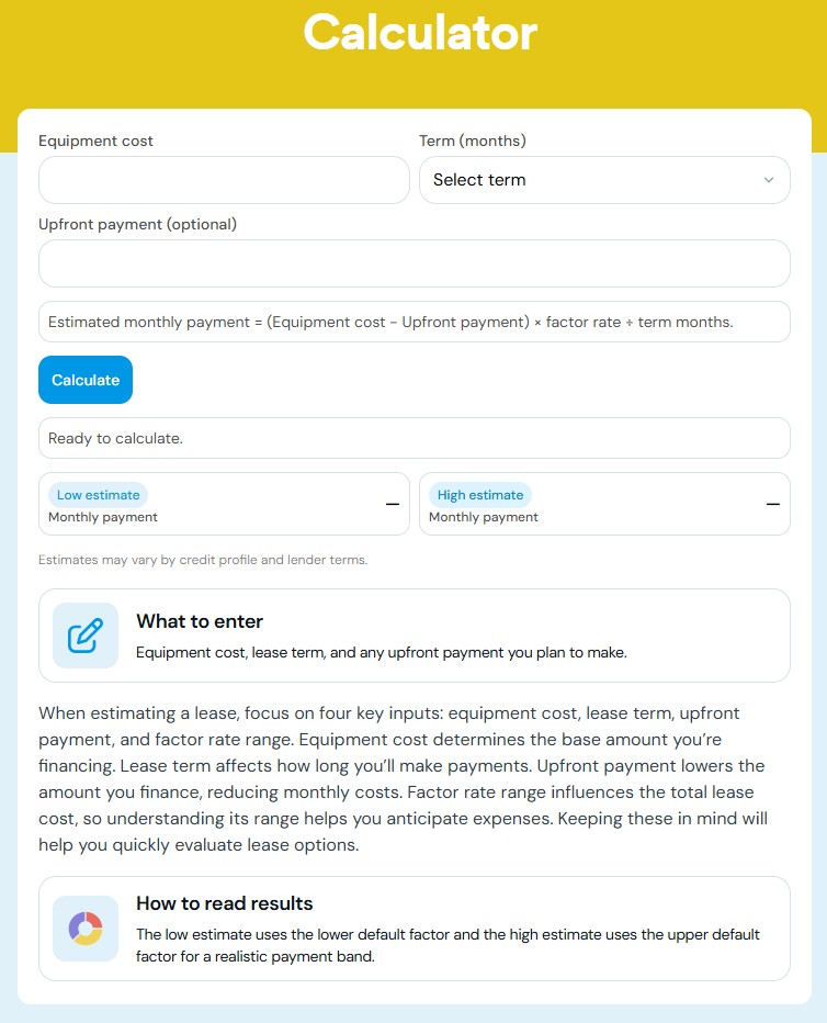 Screenshot of Lease Program Calculator