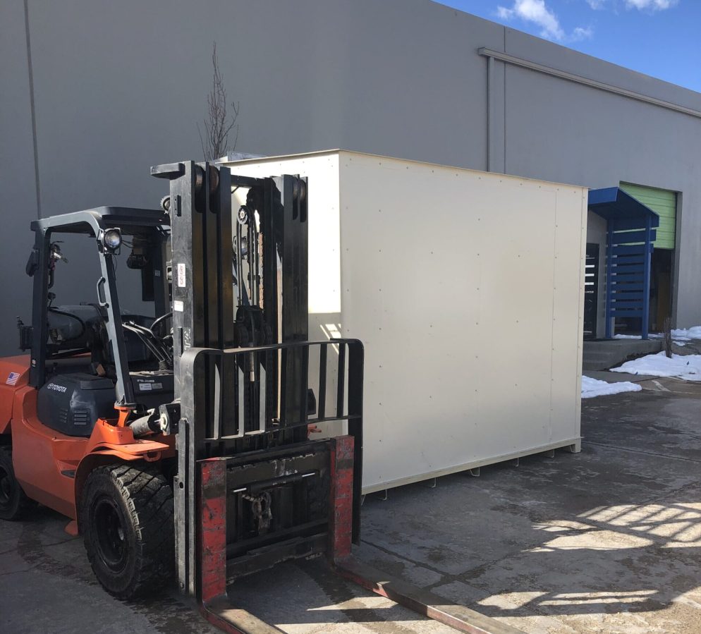 White Buffalo Hemp Company extraction building by US Chemical Storage being offloaded at the job site